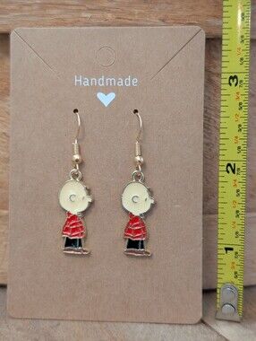 Peanuts Charlie Brown Snoopy Enamel Metal Earrings NEW